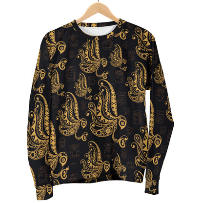 Owl Tribal Polynesian Design Print Men Long Sleeve Sweatshirt