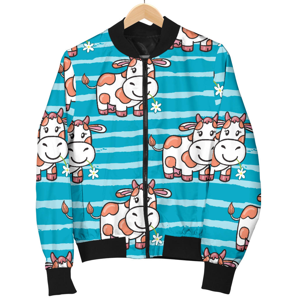 Cow Cute Print Pattern Men Bomber Jacket