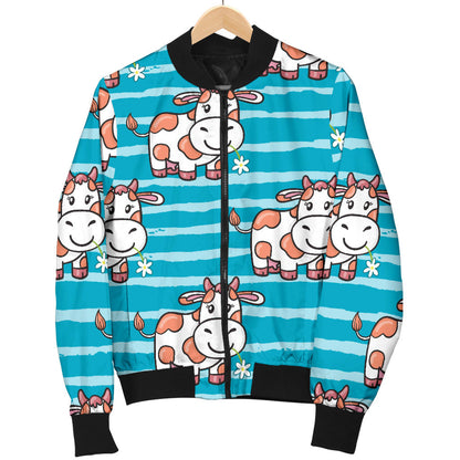 Cow Cute Print Pattern Men Bomber Jacket