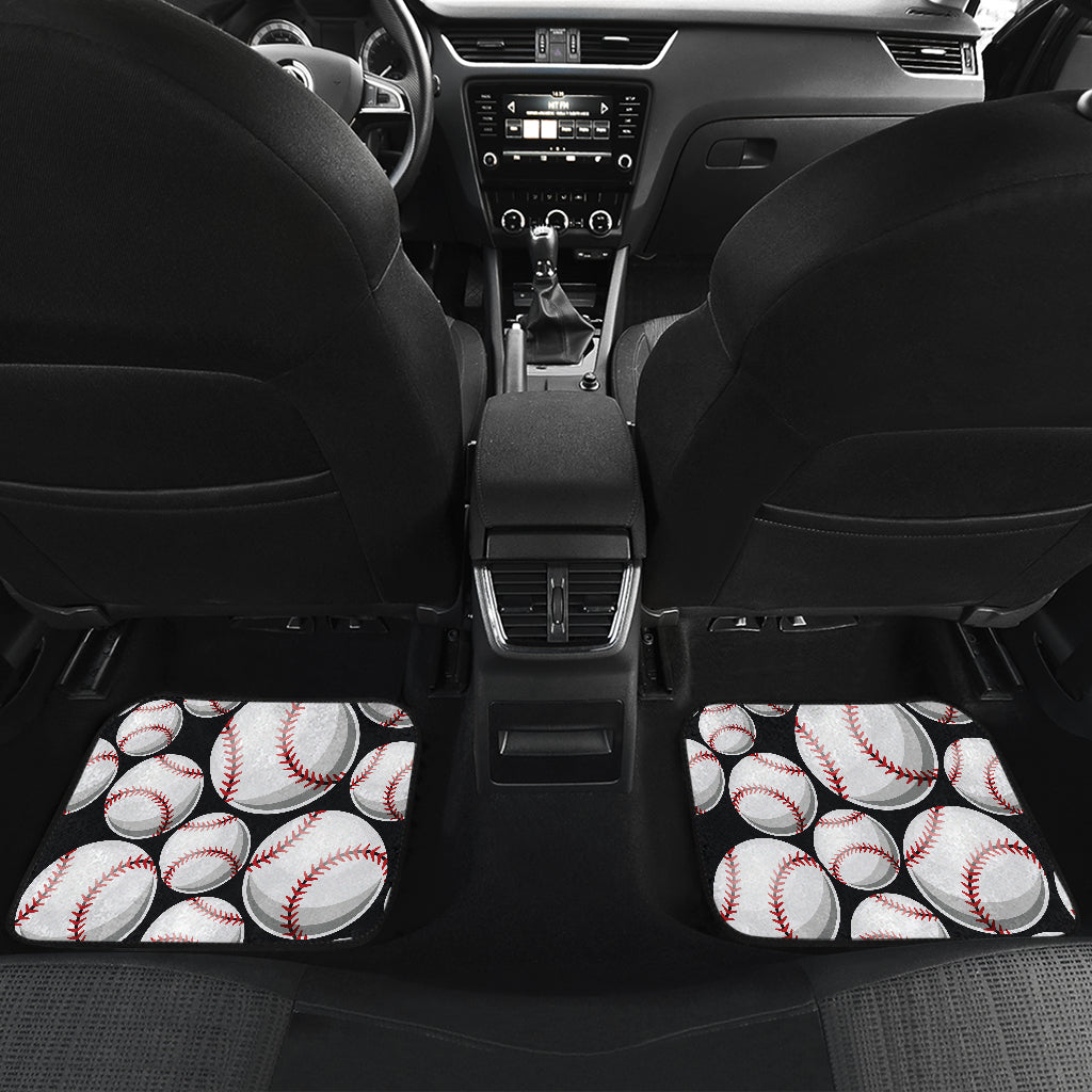 Baseball Black Background Car Floor Mats Front Back