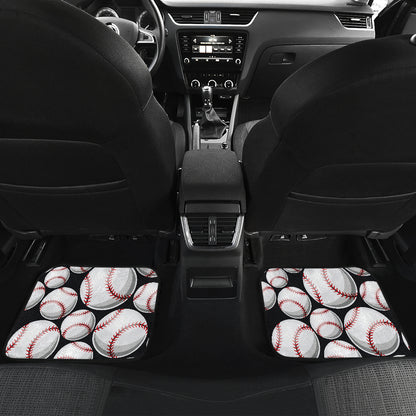 Baseball Black Background Car Floor Mats Front Back