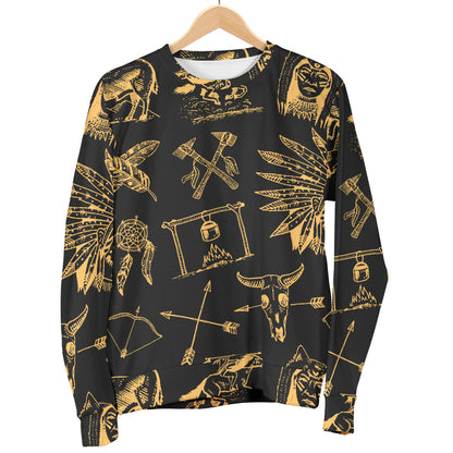 American indian Gold Style Women Long Sleeve Sweatshirt