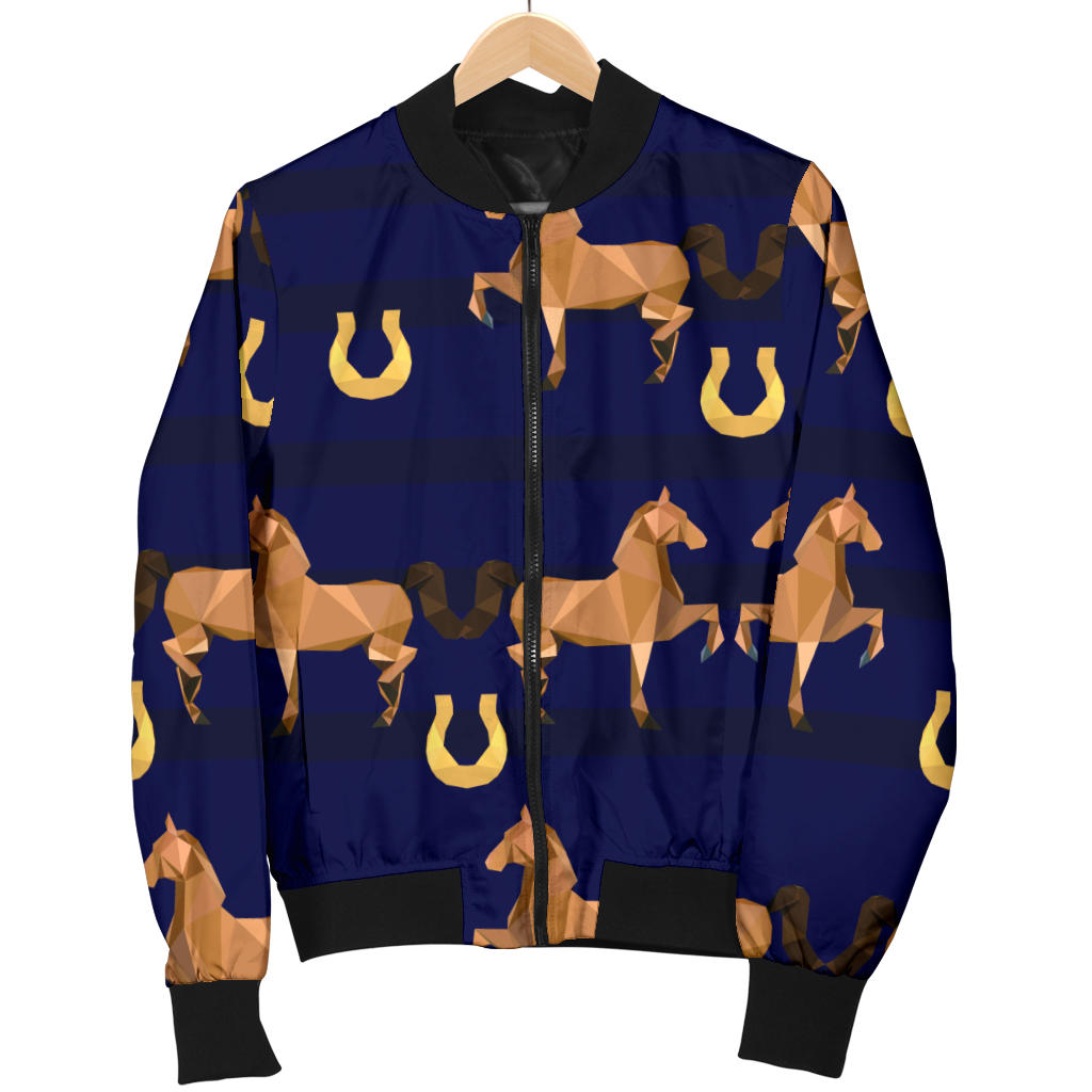 Horse Luxury Themed Pattern Print Men Bomber Jacket