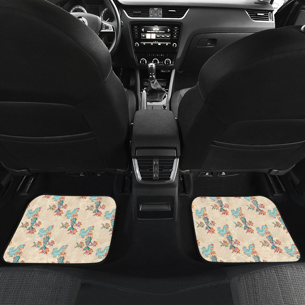 Mermaid Girl With Fish Design Print Car Floor Mats Front Back