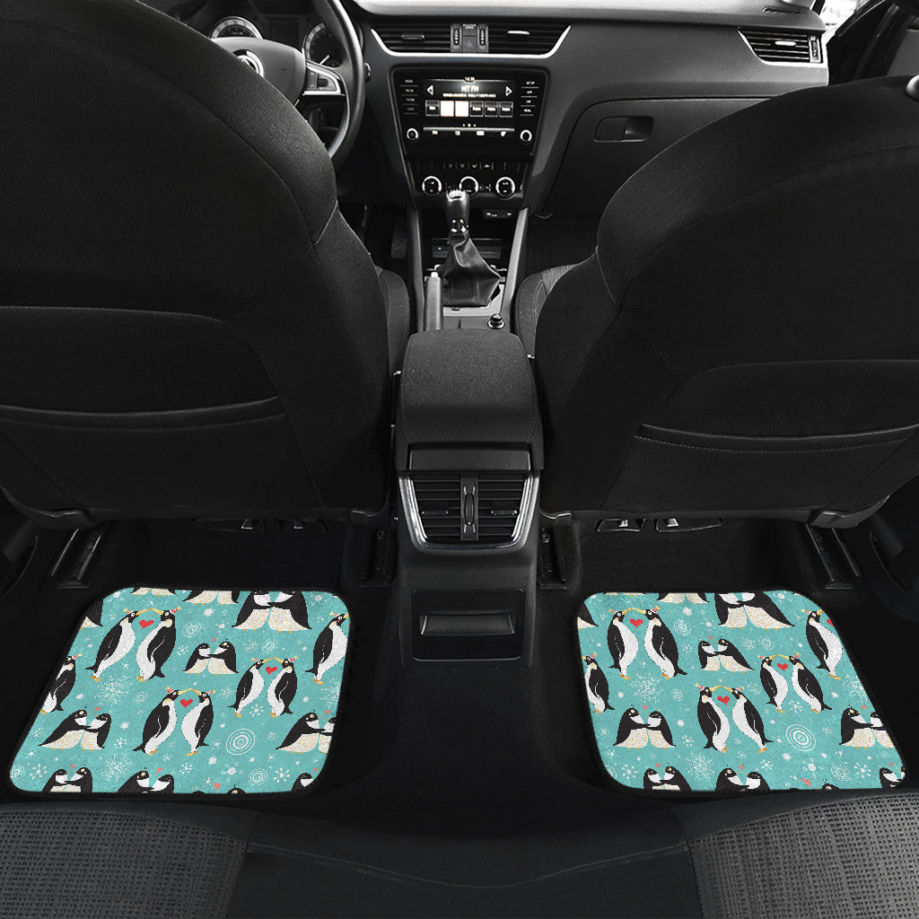 Penguin Love Print Car Floor Mats Front Back