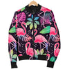 Flamingo Tropical leaves Neon Print Men Bomber Jacket