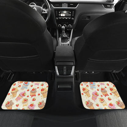 Cupcakes Strawberry Cherry Print Car Floor Mats Front Back