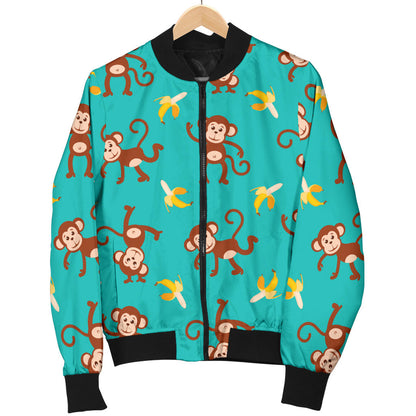 Monkey Banana Design Themed Print Men Bomber Jacket