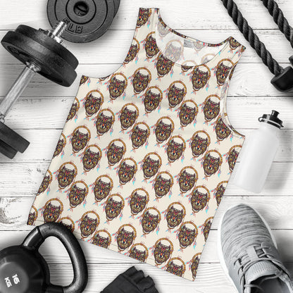 Wolf Tribal Dream Catcher Design Print Men Tank Top