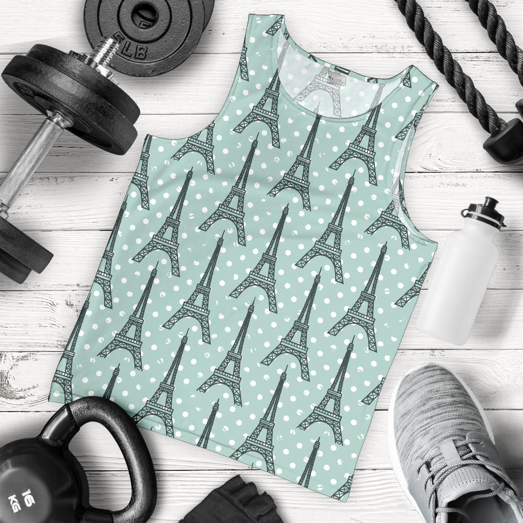 Eiffel Tower Polka Dot Print Men Tank Top