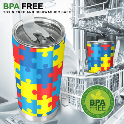 Autism Awareness Puzzles Design Print Tumbler