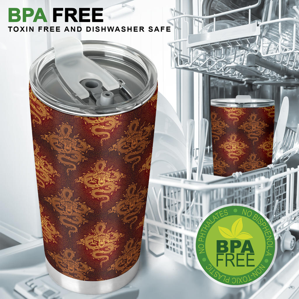Chinese Dragons Gold Design Tumbler
