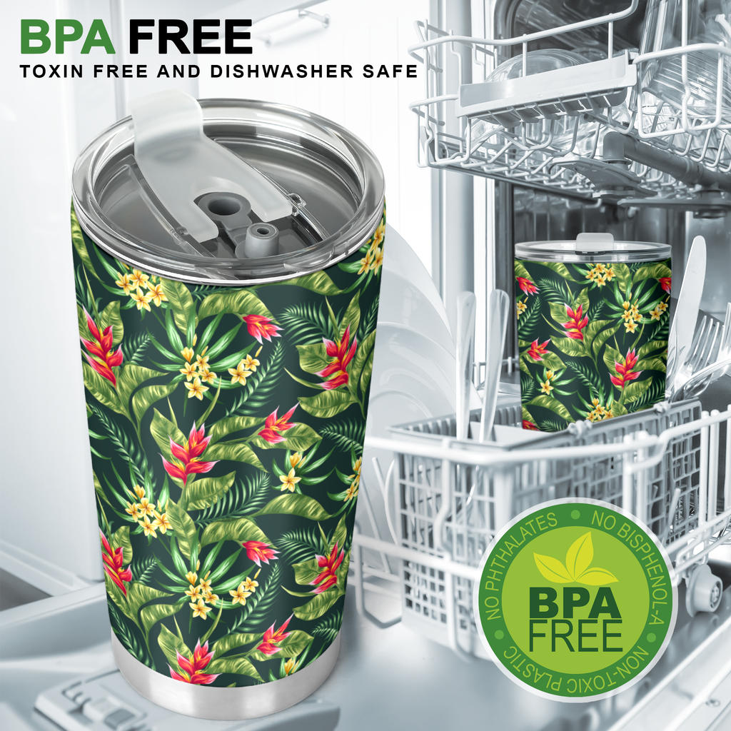 Tropical Folower Red Heliconia Print Tumbler