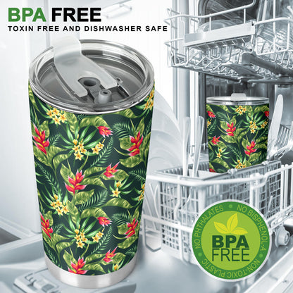 Tropical Folower Red Heliconia Print Tumbler