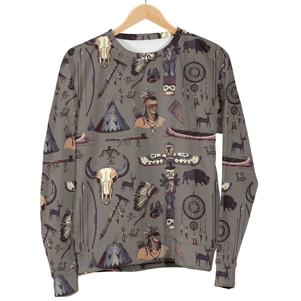 Native Indian life Design Print Men Long Sleeve Sweatshirt
