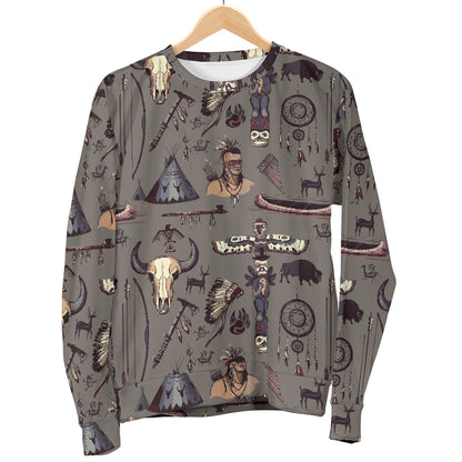 Native Indian life Design Print Men Long Sleeve Sweatshirt