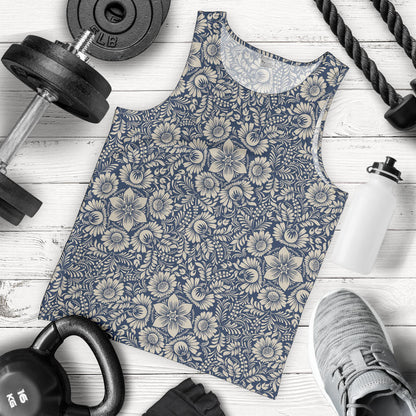 Elegant Floral Print Pattern Men Tank Top