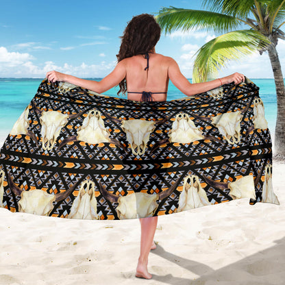 Buffalo Head Pattern Print Design 03 Sarong Pareo Wrap