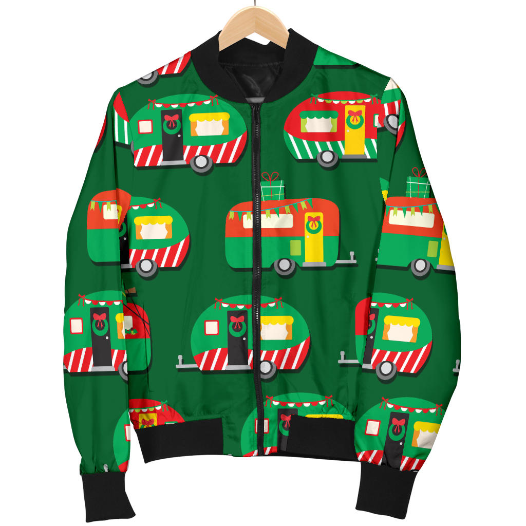 Camper Camping Christmas Themed Print Men Bomber Jacket