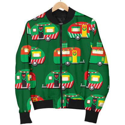 Camper Camping Christmas Themed Print Men Bomber Jacket