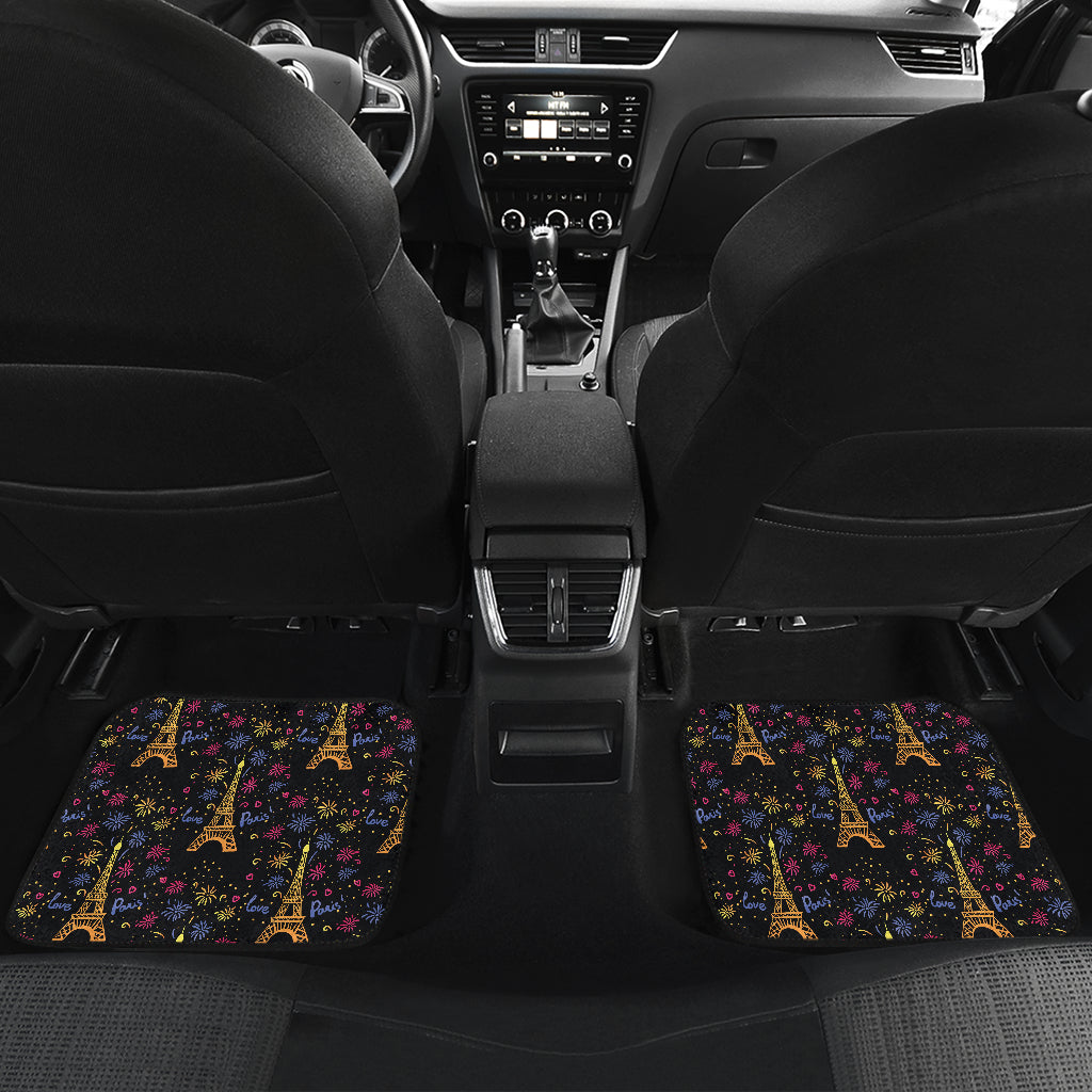 Eiffel Tower Love Paris Print Car Floor Mats Front Back