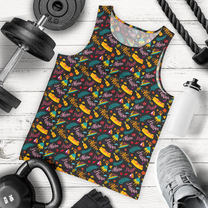 Aloha Hawaii Summer Design Themed Print Men Tank Top