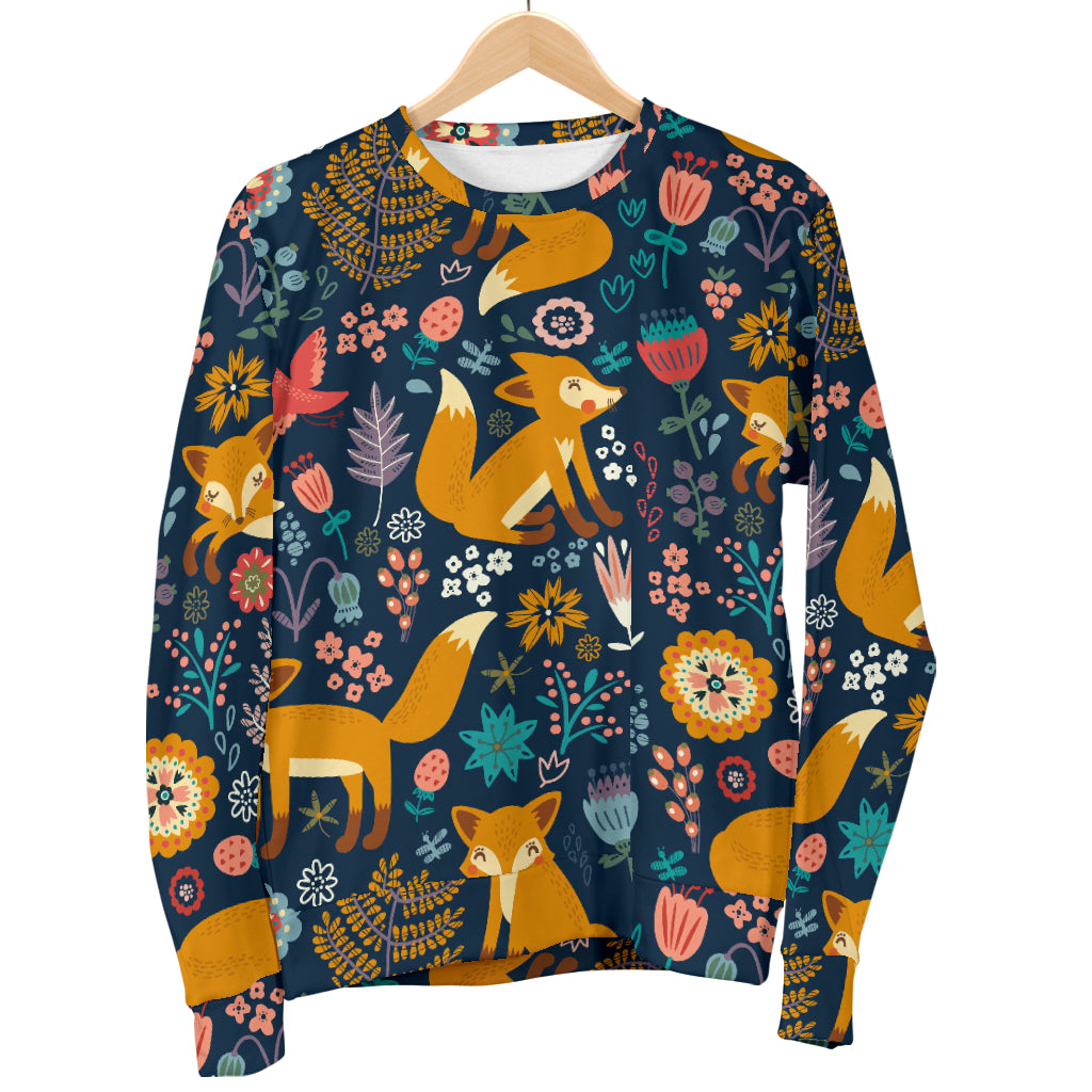 Fox Cute Jungle Print Pattern Women Long Sleeve Sweatshirt
