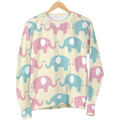 Elephant Baby Pastel Print Pattern Women Long Sleeve Sweatshirt
