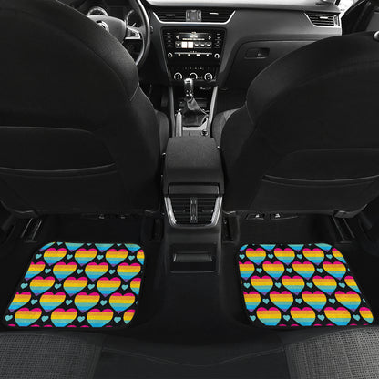 Rainbow Heart Print Pattern Car Floor Mats Front Back