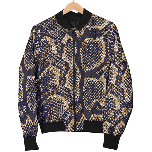 Snake Skin Pattern Print Men Bomber Jacket