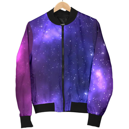 Celestial Purple Blue Galaxy Men Bomber Jacket