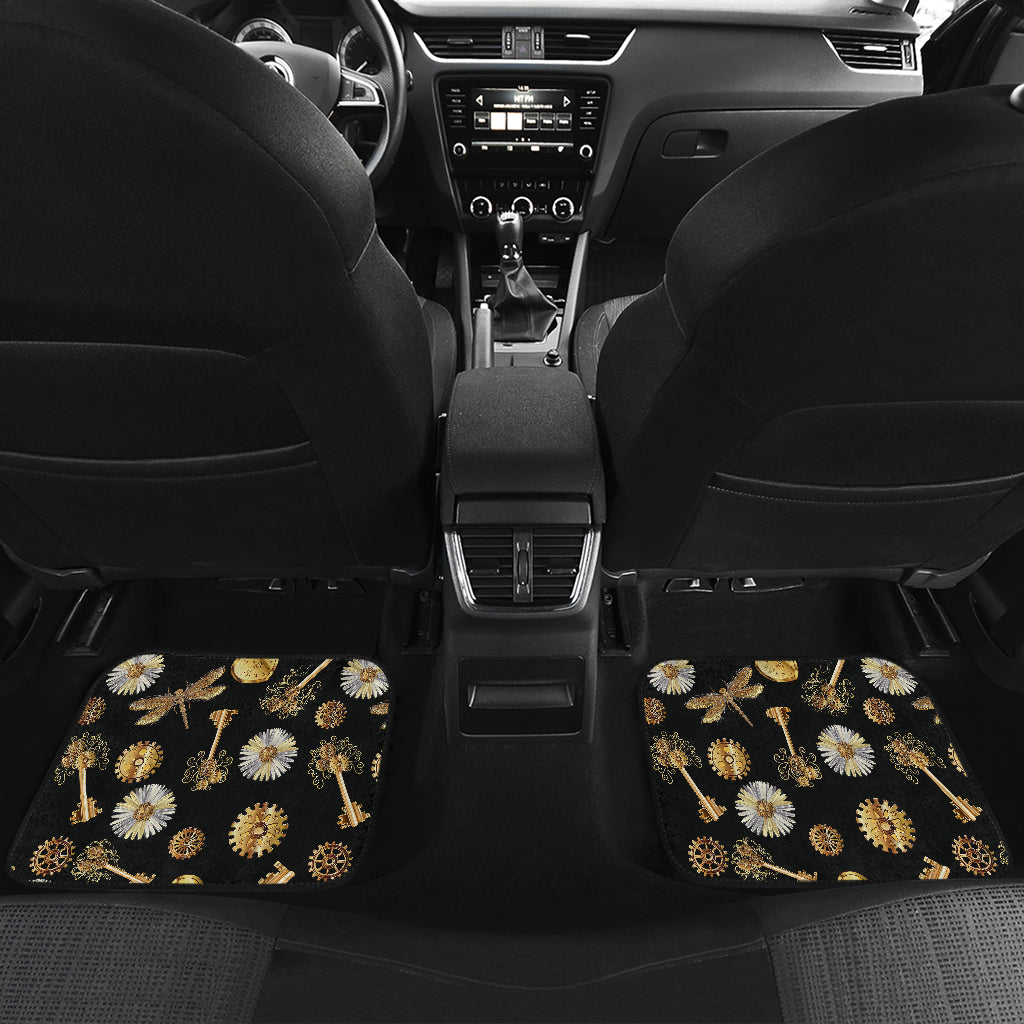 Steampunk Dragonfly Design Themed Print Car Floor Mats Front Back