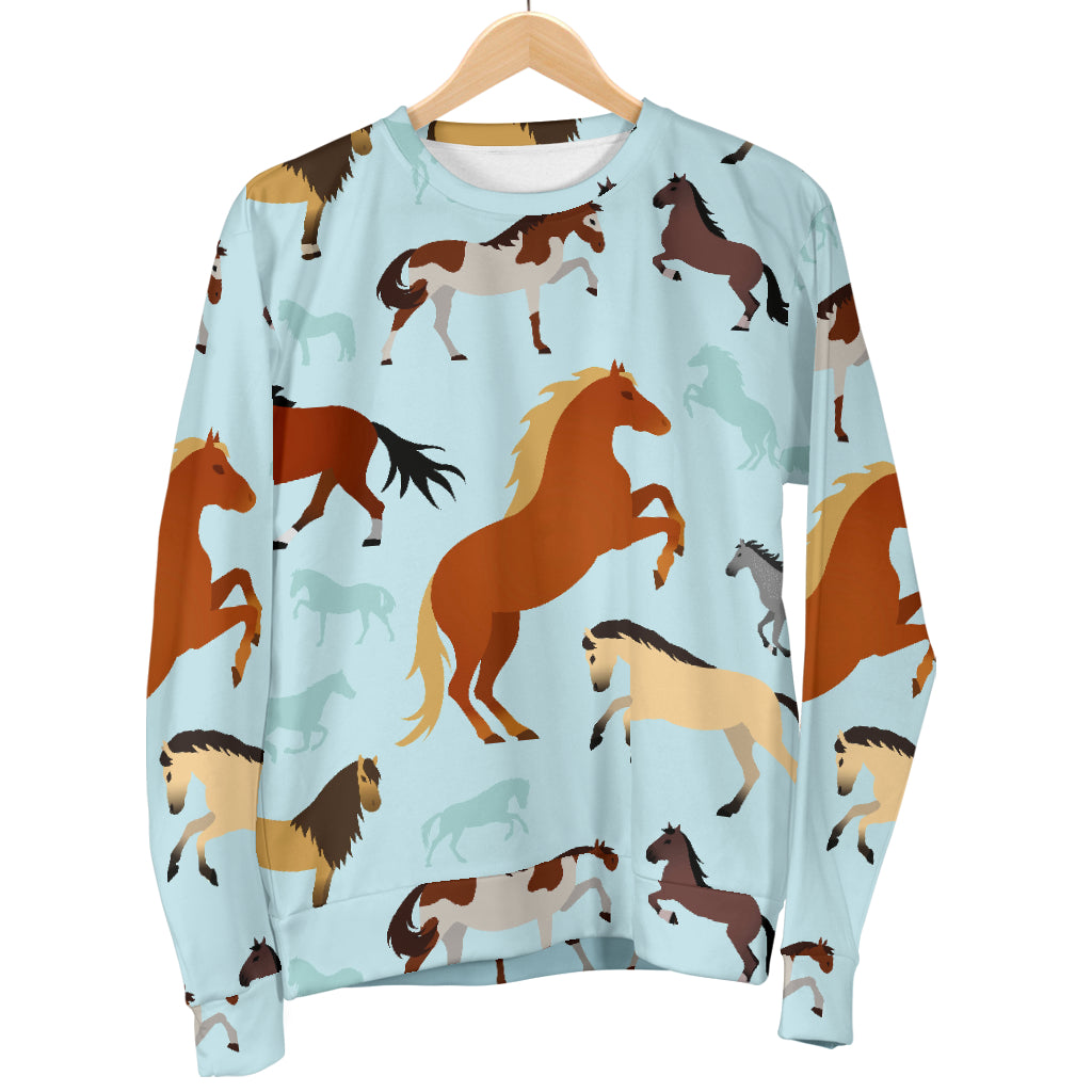 Horse Cute Themed Pattern Print Women Long Sleeve Sweatshirt