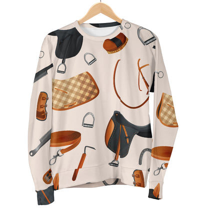 Equestrian Equipment Print Pattern Men Long Sleeve Sweatshirt