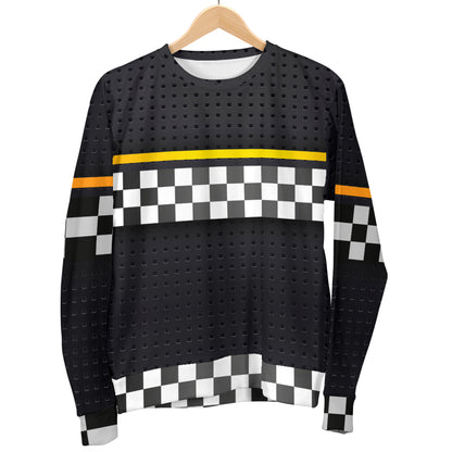 Checkered Flag Yellow Line Style Women Long Sleeve Sweatshirt