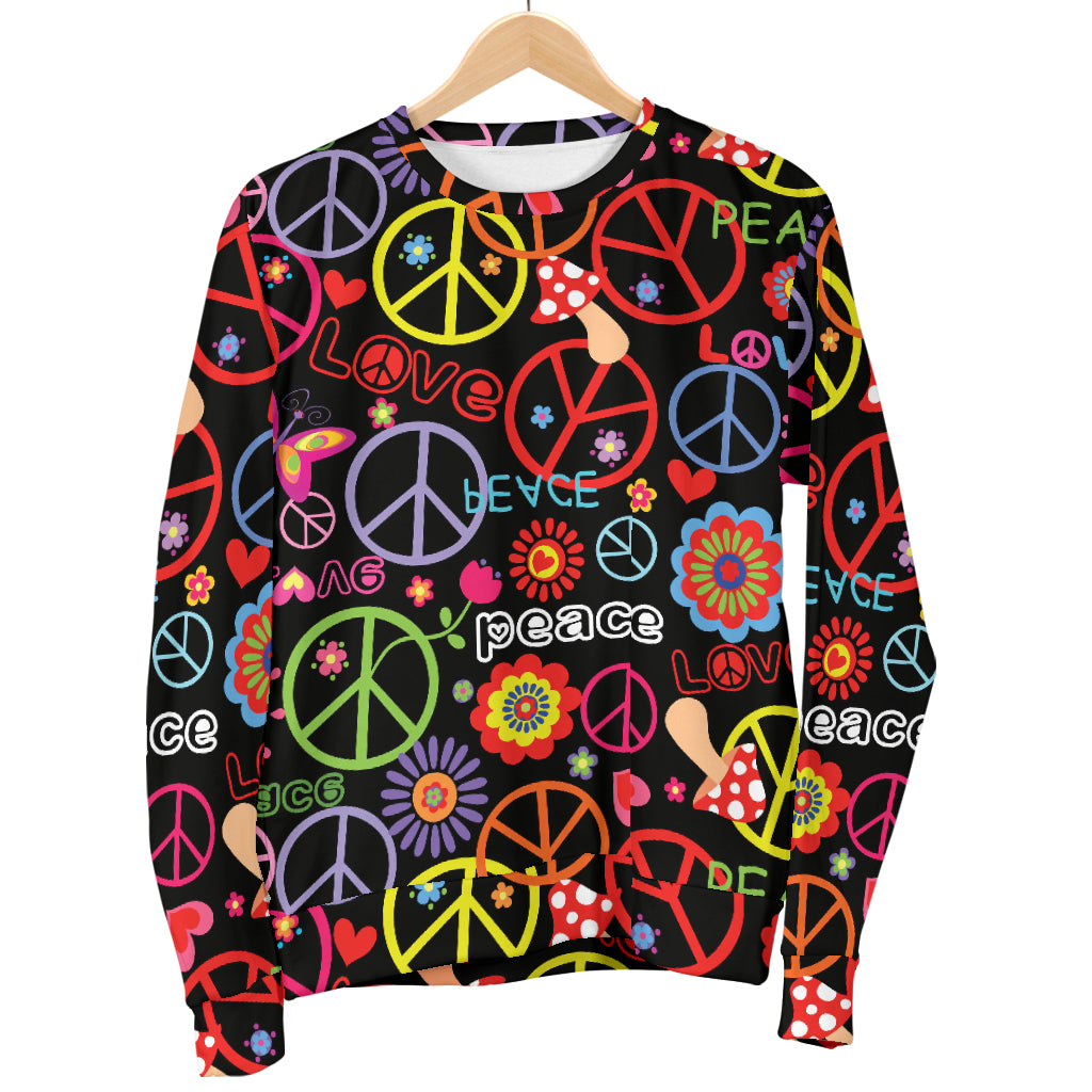 Peace Sign Colorful Design Print Women Long Sleeve Sweatshirt