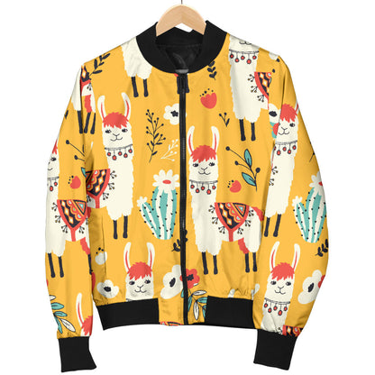 Llama Cute Themed Print Men Bomber Jacket