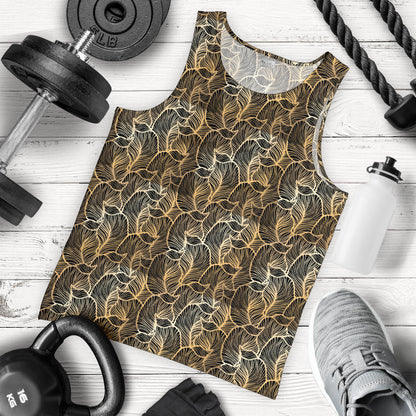 Elegant Gold leaf Print Men Tank Top