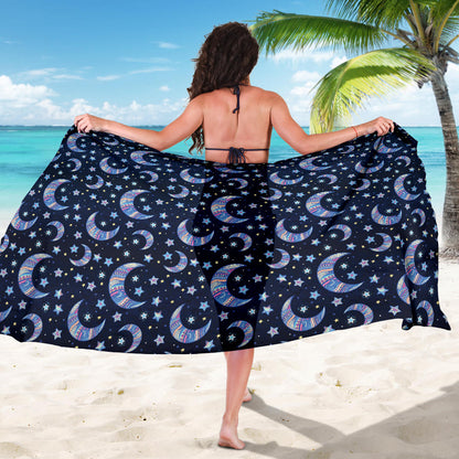 Celestial Moon Pattern Print Design 03 Sarong Pareo Wrap