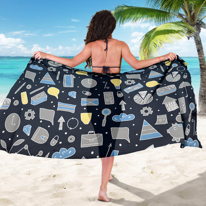 Accounting Financial Pattern Print Design 04 Sarong Pareo Wrap