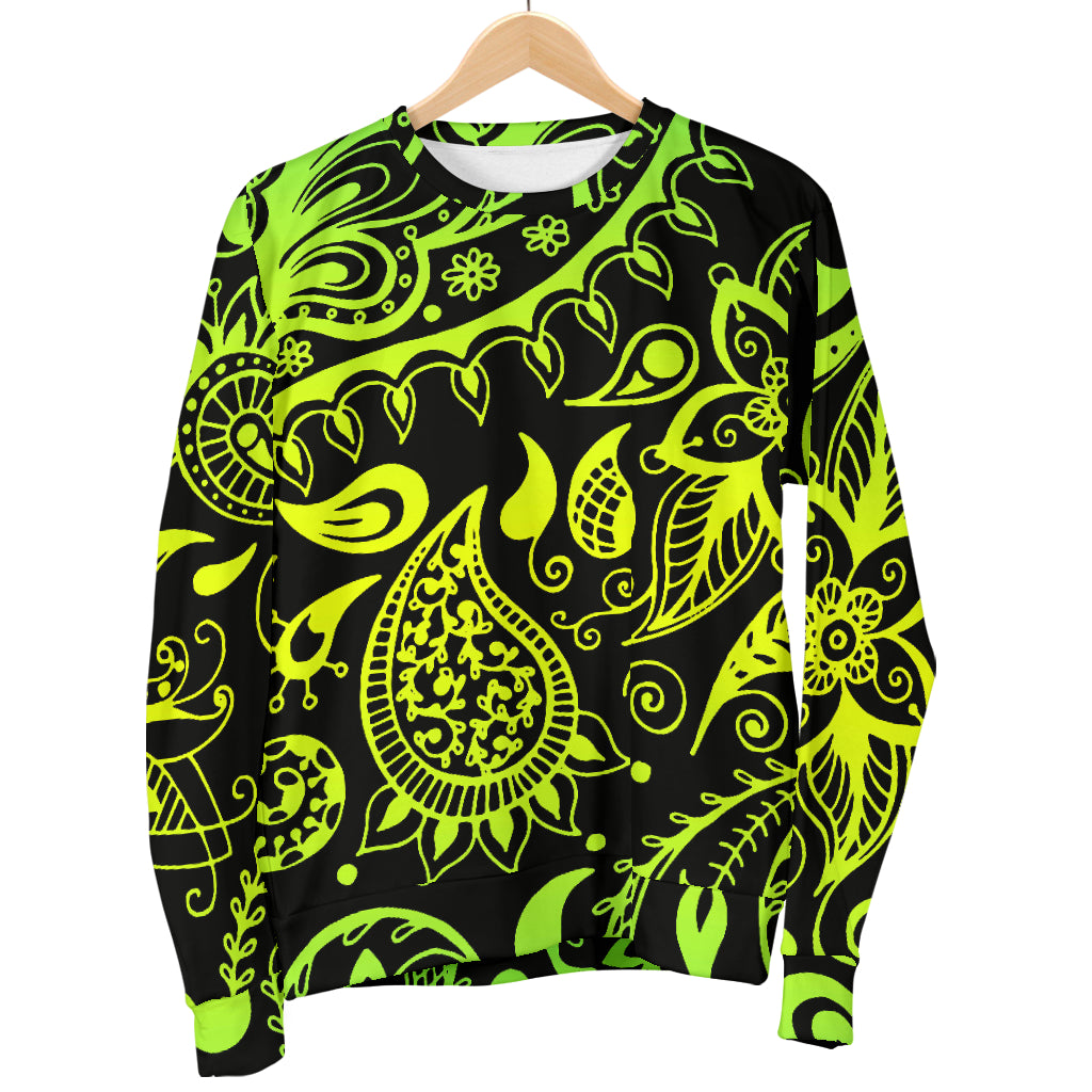 Paisley Green Design Print Women Long Sleeve Sweatshirt