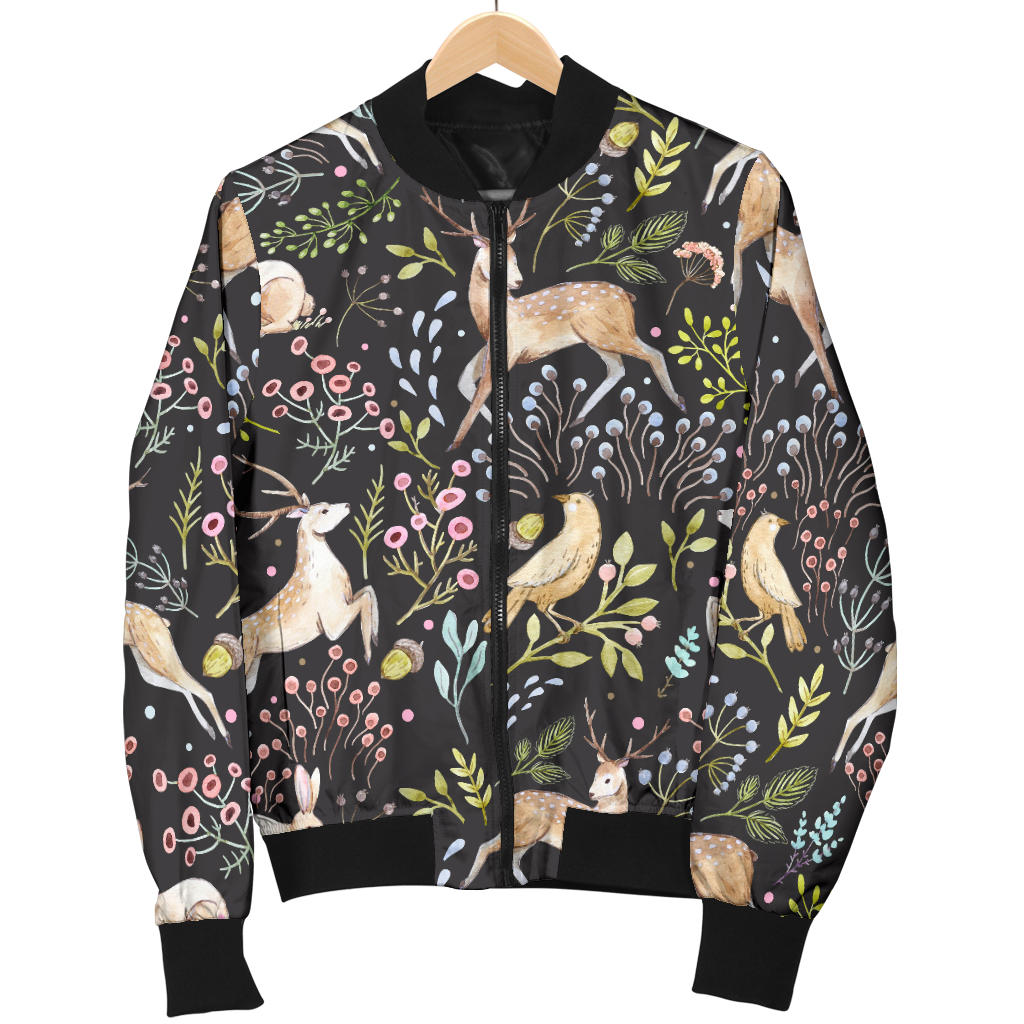 Deer Floral Jungle Men Bomber Jacket