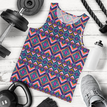 Indian Navajo Pink Themed Design Print Men Tank Top