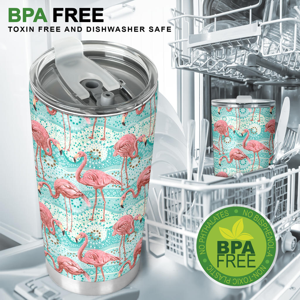 Flamingo Background Themed Print Tumbler