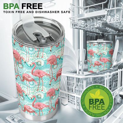 Flamingo Background Themed Print Tumbler