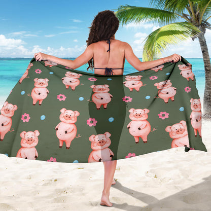 Pig Pattern Print Design 03 Sarong Pareo Wrap