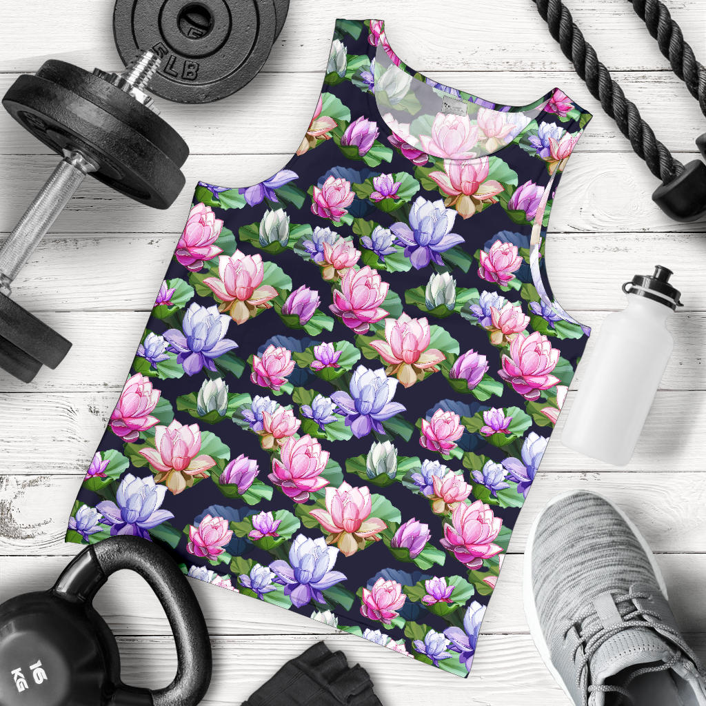 Lotus Flower Print Design Men Tank Top