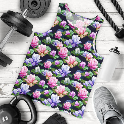 Lotus Flower Print Design Men Tank Top
