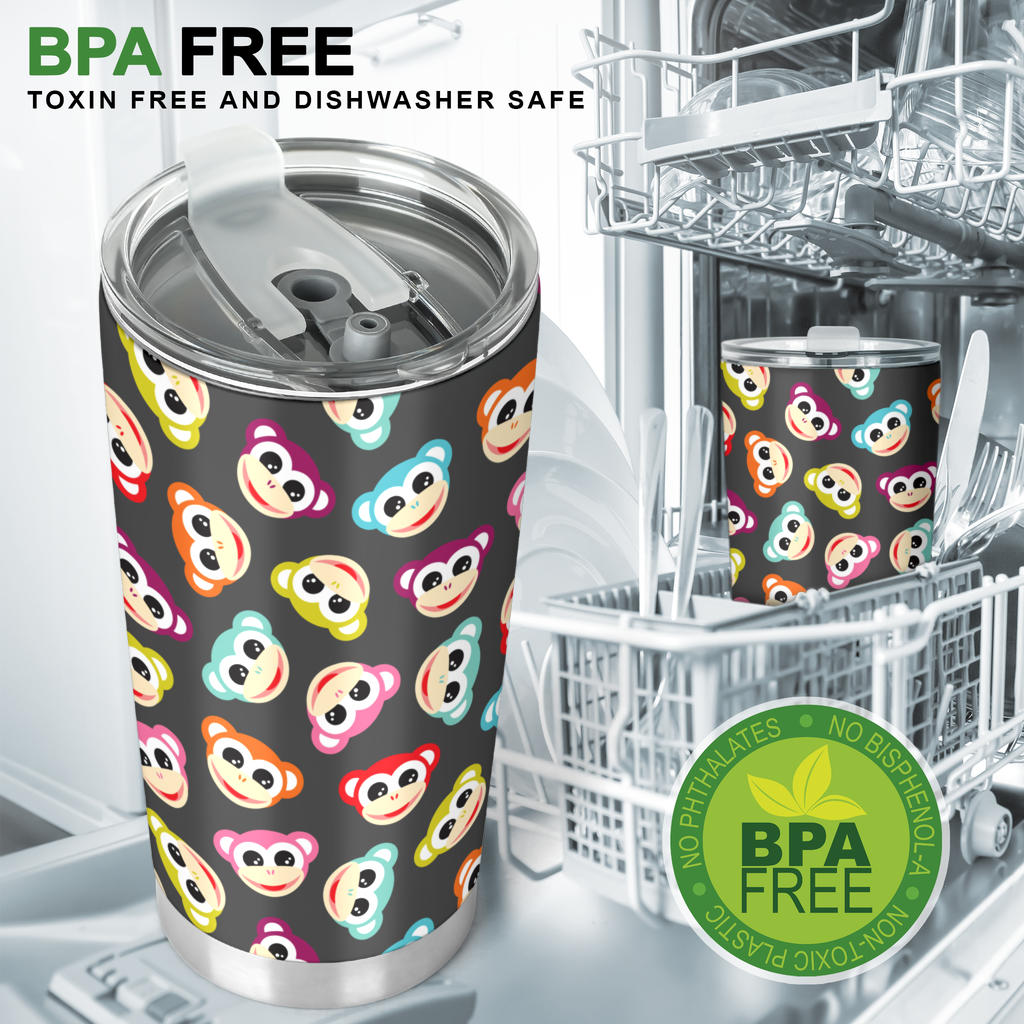 Monkey Head Design Themed Print Tumbler