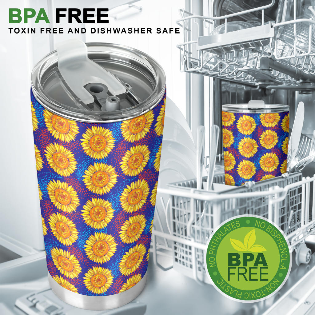 Sunflower Hand Drawn Style Print Tumbler